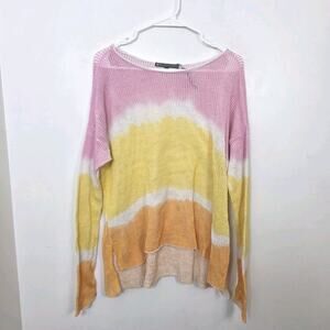 Elliot Lauren White Colorful Open Knit Beachy Lightweight Sweater Size Medium